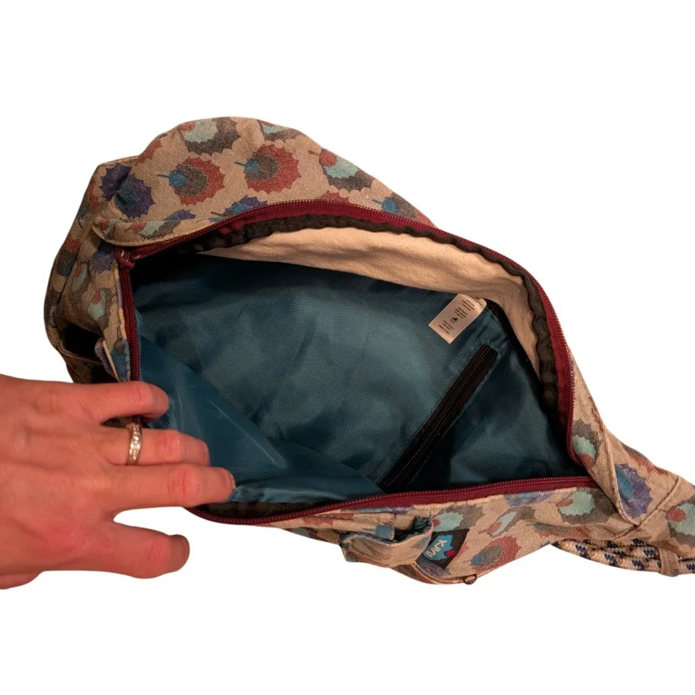 Kavu‎ Sling Backpack Holly Leaf rope bag Canvas Cotton 20x11x5 gray base color